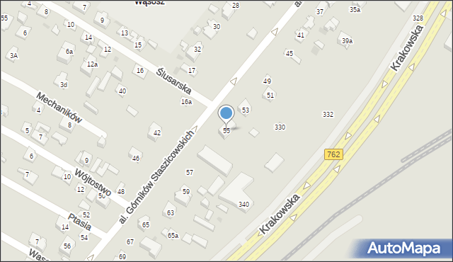 Kielce, Aleja Górników Staszicowskich, 55, mapa Kielc