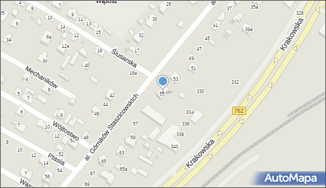 Kielce, Aleja Górników Staszicowskich, 55a, mapa Kielc