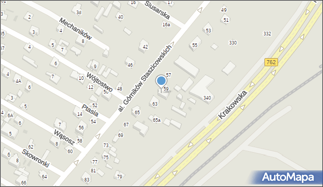 Kielce, Aleja Górników Staszicowskich, 61, mapa Kielc