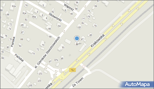 Kielce, Aleja Górników Staszicowskich, 89, mapa Kielc