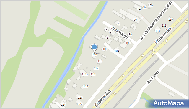 Kielce, Aleja Górników Staszicowskich, 108, mapa Kielc