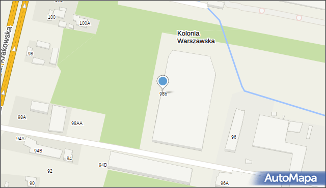 Kolonia Warszawska, Aleja Krakowska, 98b, mapa Kolonia Warszawska