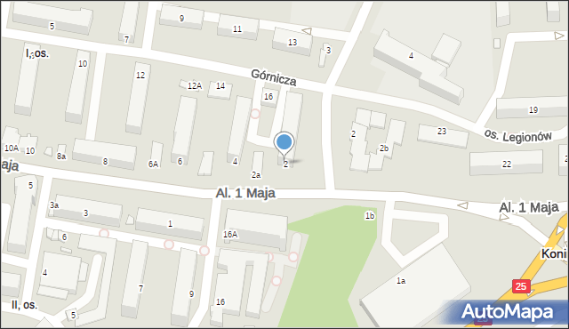 Konin, Aleje 1 Maja, 2, mapa Konina