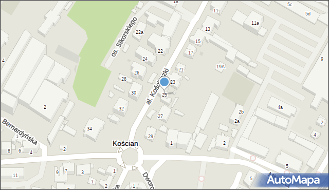 Kościan, Aleja Kościuszki Tadeusza, gen., 25, mapa Kościan