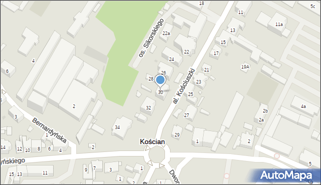 Kościan, Aleja Kościuszki Tadeusza, gen., 30, mapa Kościan