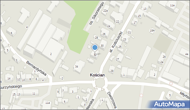 Kościan, Aleja Kościuszki Tadeusza, gen., 32, mapa Kościan