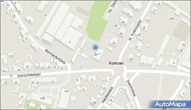 Kościan, Aleja Kościuszki Tadeusza, gen., 34, mapa Kościan