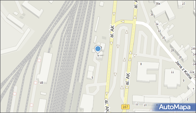 Koszalin, Aleja Armii Krajowej, 7, mapa Koszalina