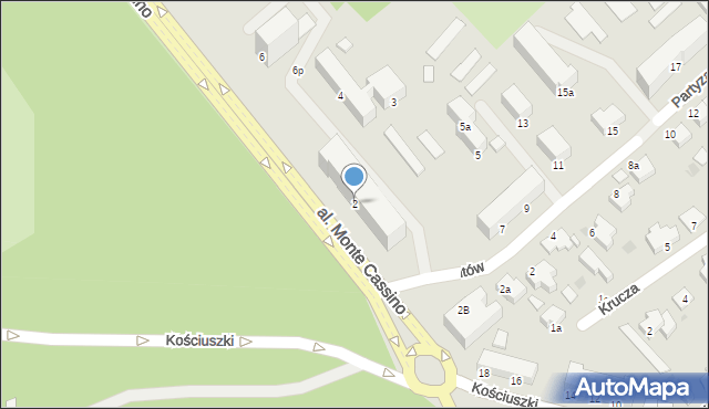 Koszalin, Aleja Monte Cassino, 2, mapa Koszalina