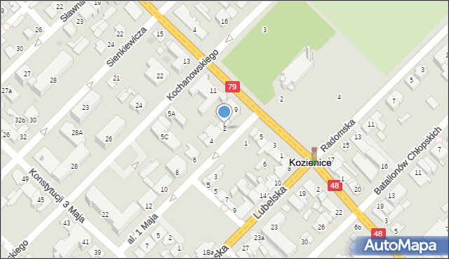 Kozienice, Aleja 1 Maja, 2, mapa Kozienice