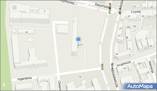 Kraków, Aleja Mickiewicza Adama, 28, mapa Krakowa