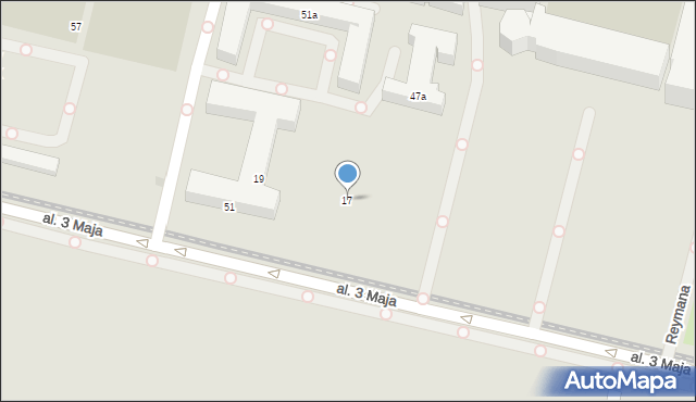 Kraków, Aleja 3 Maja, 17, mapa Krakowa