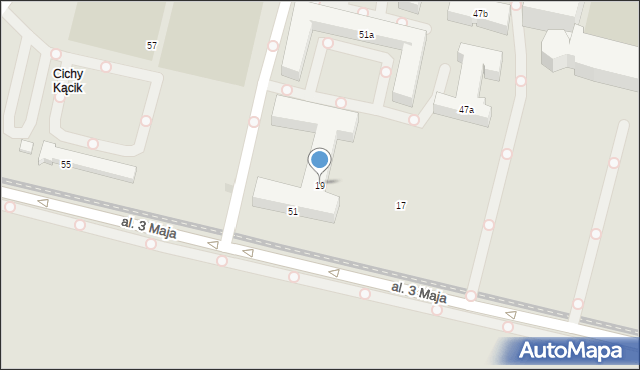 Kraków, Aleja 3 Maja, 19, mapa Krakowa