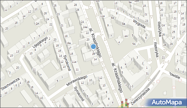 Kraków, Aleja Krasińskiego Zygmunta, 16, mapa Krakowa