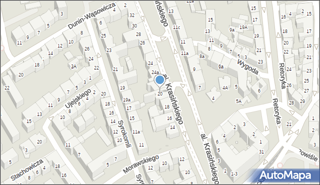 Kraków, Aleja Krasińskiego Zygmunta, 20, mapa Krakowa