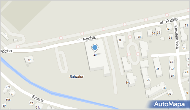 Kraków, Aleja Focha Ferdynanda, marsz., 40, mapa Krakowa