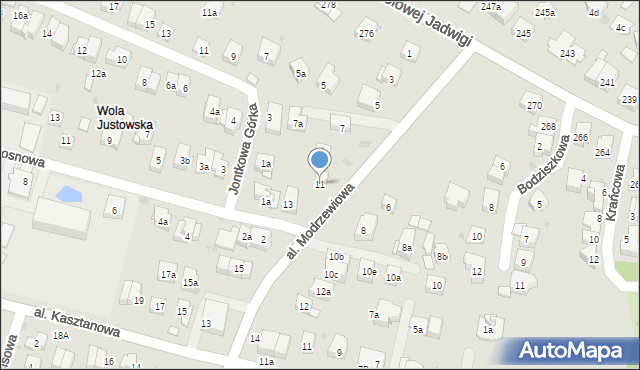 Kraków, Aleja Modrzewiowa, 11, mapa Krakowa