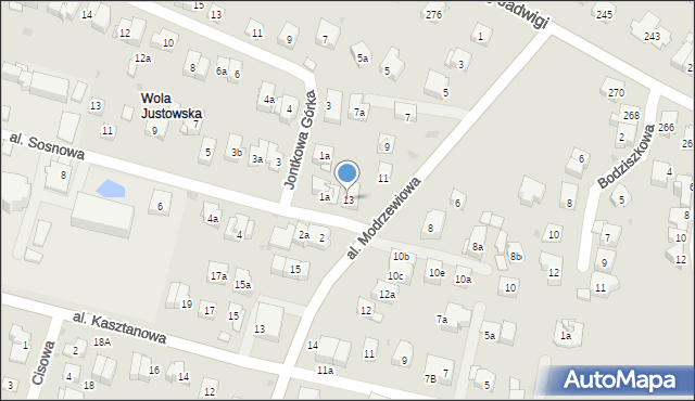 Kraków, Aleja Modrzewiowa, 13, mapa Krakowa