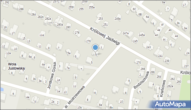 Kraków, Aleja Modrzewiowa, 3, mapa Krakowa