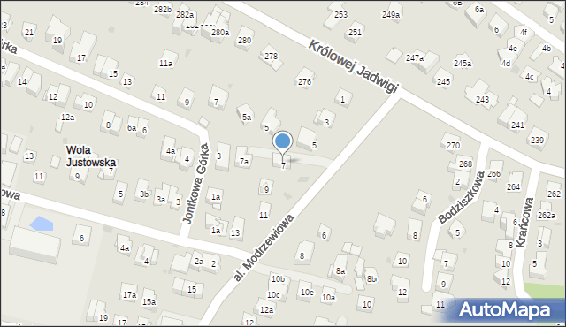 Kraków, Aleja Modrzewiowa, 7, mapa Krakowa