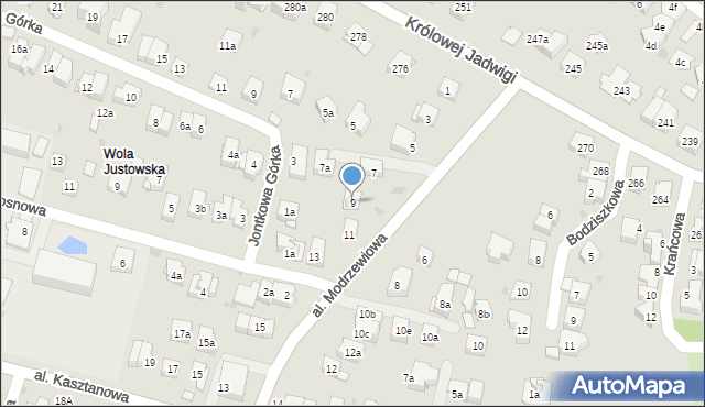 Kraków, Aleja Modrzewiowa, 9, mapa Krakowa