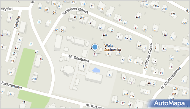 Kraków, Aleja Sosnowa, 11, mapa Krakowa
