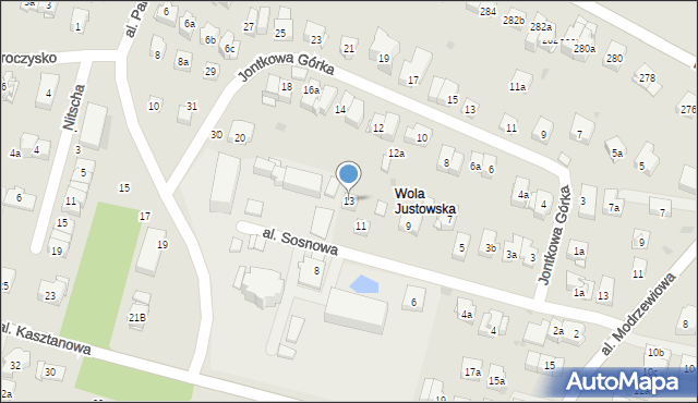 Kraków, Aleja Sosnowa, 13, mapa Krakowa