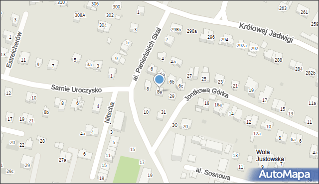 Kraków, Aleja Panieńskich Skał, 8a, mapa Krakowa