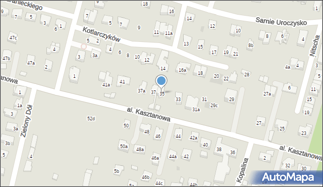 Kraków, Aleja Kasztanowa, 35, mapa Krakowa