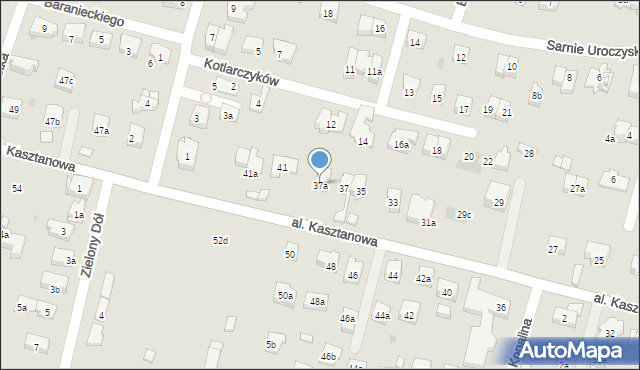 Kraków, Aleja Kasztanowa, 37a, mapa Krakowa