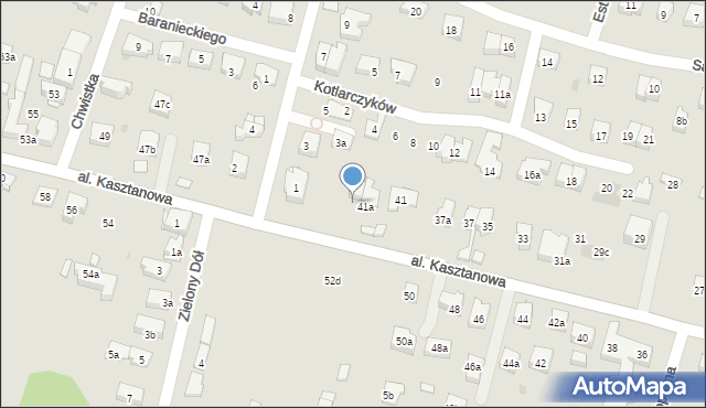 Kraków, Aleja Kasztanowa, 41b, mapa Krakowa