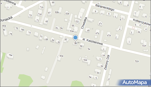 Kraków, Aleja Kasztanowa, 58, mapa Krakowa