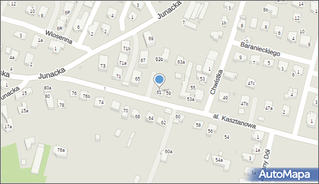 Kraków, Aleja Kasztanowa, 61, mapa Krakowa