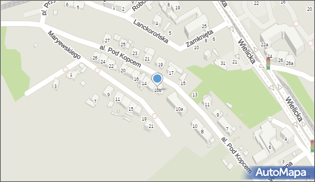 Kraków, Aleja Pod Kopcem, 10b, mapa Krakowa