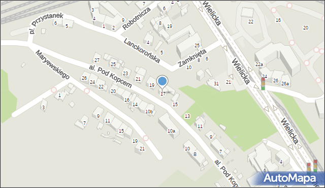 Kraków, Aleja Pod Kopcem, 17, mapa Krakowa
