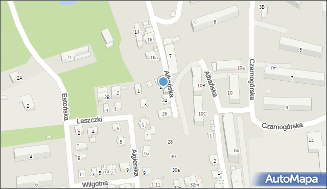 Kraków, Albańska, 22, mapa Krakowa