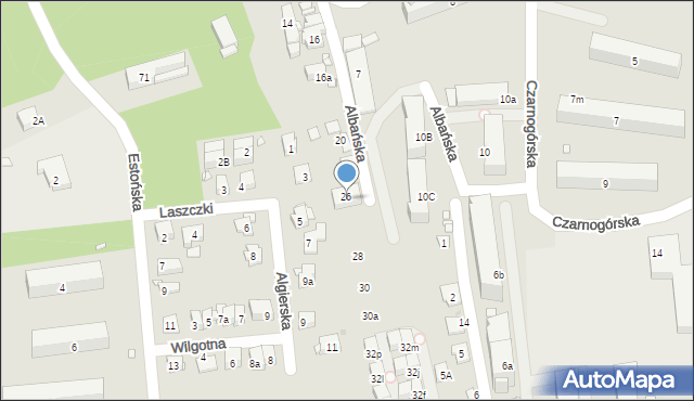 Kraków, Albańska, 26, mapa Krakowa