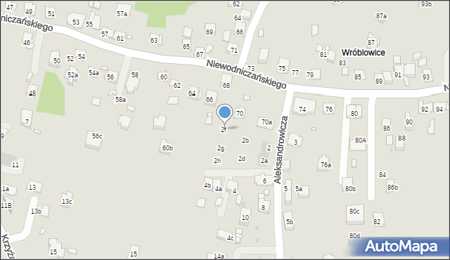 Kraków, Aleksandrowicza Adolfa, 2f, mapa Krakowa