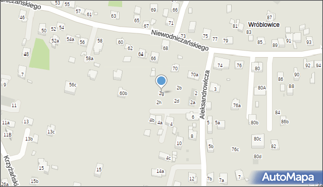 Kraków, Aleksandrowicza Adolfa, 2g, mapa Krakowa