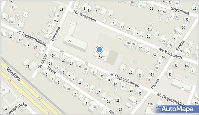 Kraków, Aleja Dygasińskiego Adolfa, 15a, mapa Krakowa