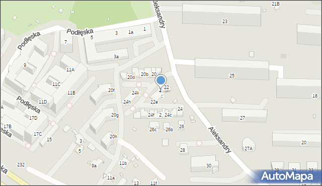 Kraków, Aleksandry, 22b, mapa Krakowa