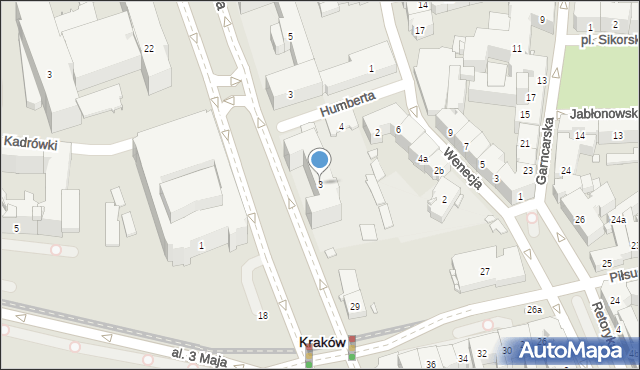 Kraków, Aleja Mickiewicza Adama, 3, mapa Krakowa