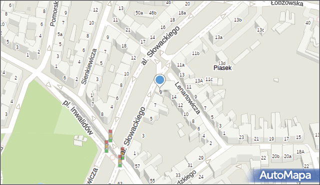 Kraków, Aleja Słowackiego Juliusza, 9, mapa Krakowa