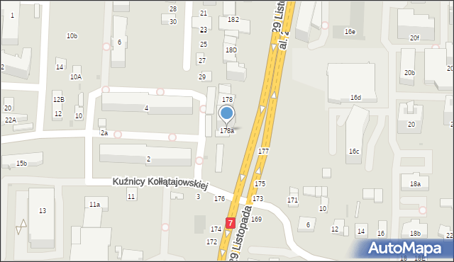 Kraków, Aleja 29 Listopada, 178a, mapa Krakowa
