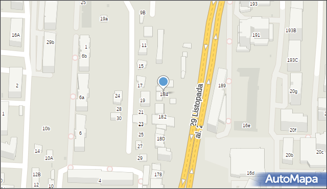 Kraków, Aleja 29 Listopada, 184, mapa Krakowa