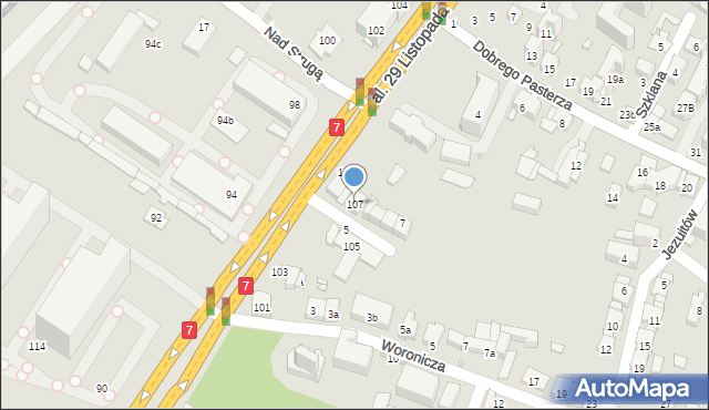Kraków, Aleja 29 Listopada, 107, mapa Krakowa