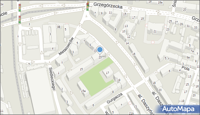 Kraków, Aleja Daszyńskiego Ignacego, 13, mapa Krakowa