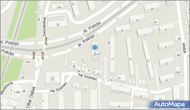 Kraków, Aleja Pokoju, 37, mapa Krakowa