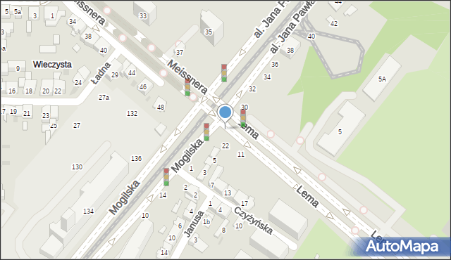 Kraków, Aleja Jana Pawła II, 24, mapa Krakowa