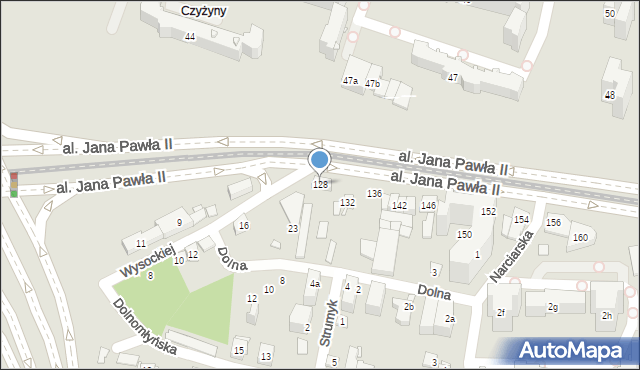 Kraków, Aleja Jana Pawła II, 128, mapa Krakowa